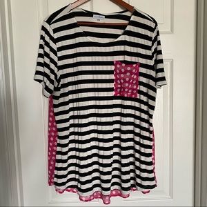 Striped & Polka Dotted Short Sleeved Top Size XXXL